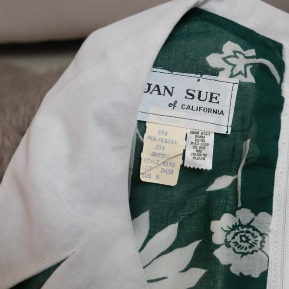 Vintage Jan Sue Of California Green Floral 1950s Collared Dress - Picture 8 of 10